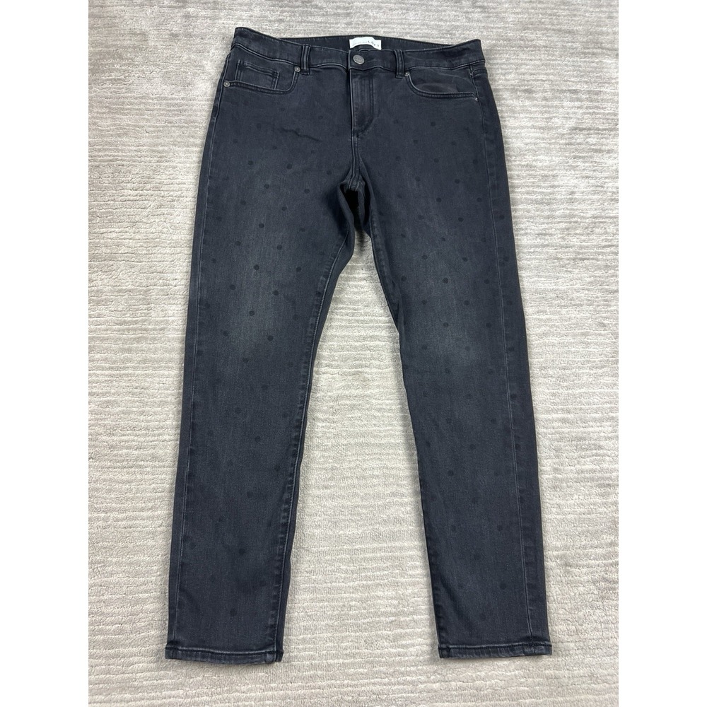 LOFT Jeans Womens 31/12 Black‎ Modern Skinny Denim Stretch Polka Dots Casual